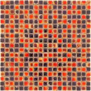 Мозаика из натурального камня с декоративным покрытием Caramelle Mosaic Arlecchino 2 оранжево-чёрный 31x31 см
